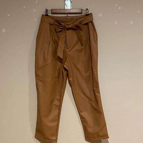 Express Faux Leather Super High Rise Ankle Pants - Picture 2 of 6